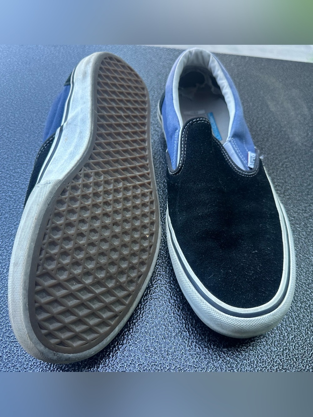 Vans Men's Slip-On Suede & Canvas in Black and Blue